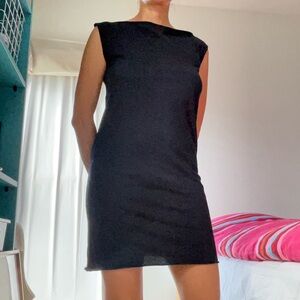 American Apparel Black Jersey Boatneck Mini Dress